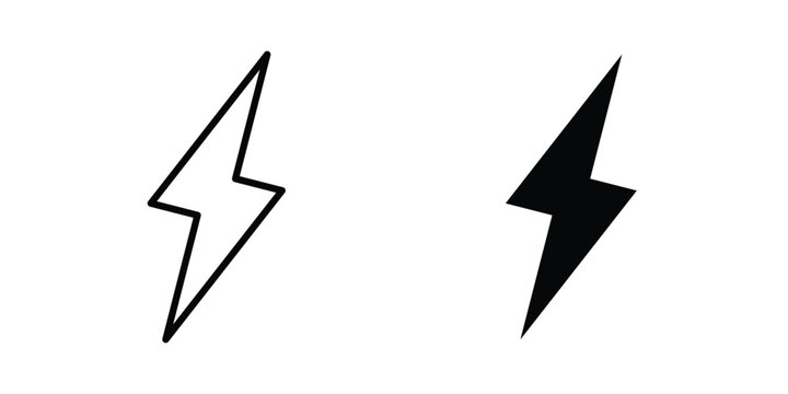 Flash icon clipart and line art versions on white background