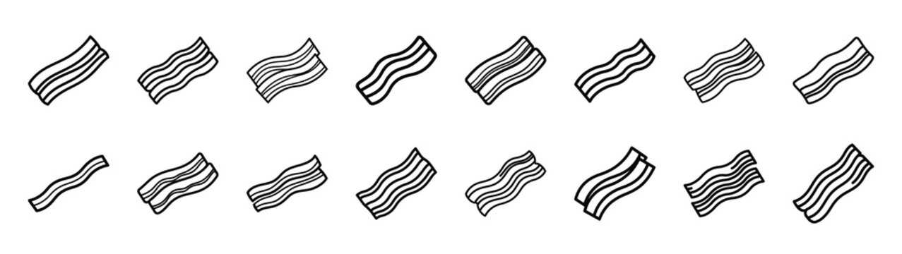 bacon strips fast food silhouette icon set