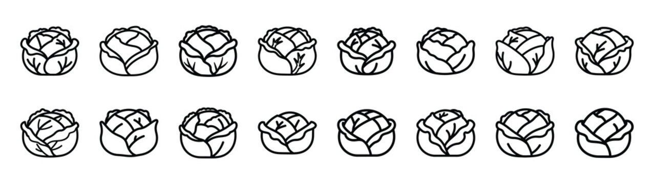 cabbage fast food silhouette icon set