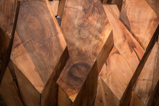 Abstract wooden sculpture with contemporary design
