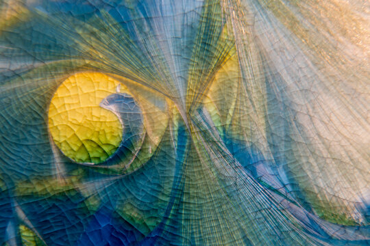 Abstract film with colorful ridges and grooves