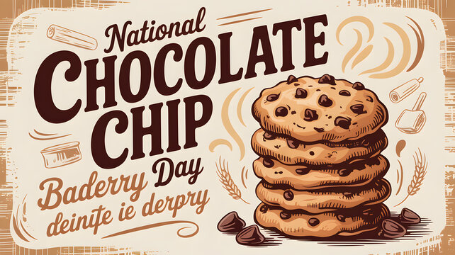 vector illustration of chocolate chip cookies stack isolated on white background