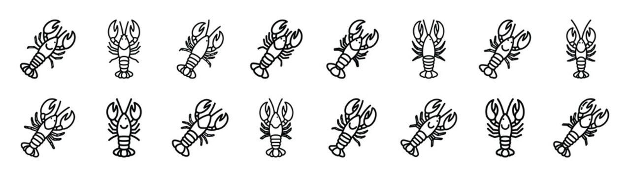 lobster fast food silhouette icon set