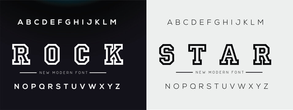 ROCK STAR Digital style alphabet, font from white wire, letters and numbers made in linear style, vector illustration 10EPS