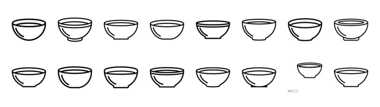 soup bowl fast food silhouette icon set