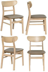 Fototapeta premium Real dining chair photographed in studio and isolated with transparent background. High-quality furniture product photography in PNG format, ideal for interior design projects