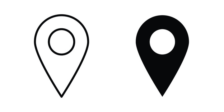 Location pin icon clipart and line art versions on white background