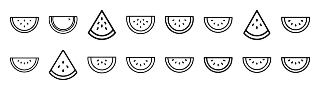 watermelon slice fast food silhouette icon set