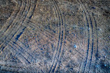 Fototapeta premium Tire tracks on the ground
