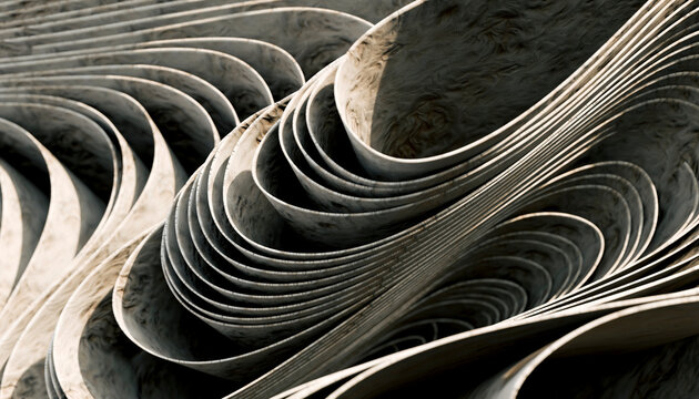 Abstract swirling paper-like geometric patterns