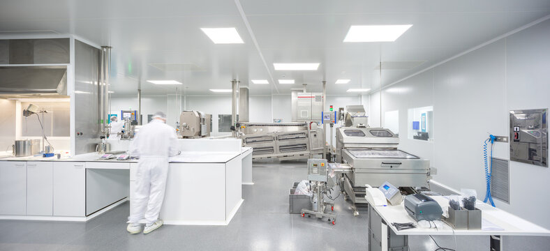 Modern candy laboratory factory interior with equipment
