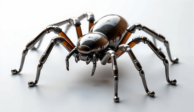 Black spider isolated object.