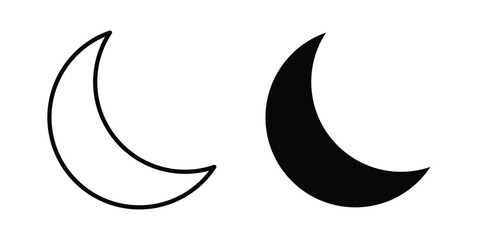 Moon icon clipart and line art versions on white background © Annimo