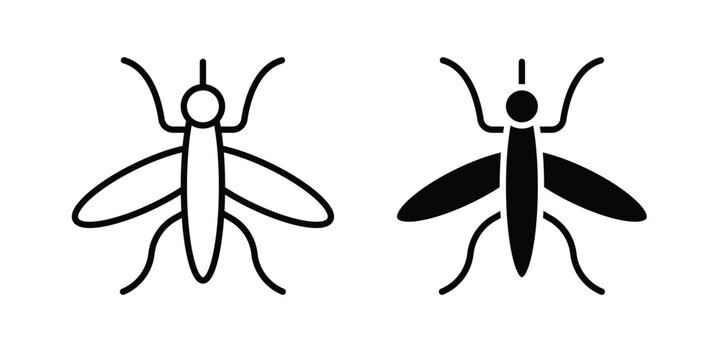 Mosquito icon clipart and line art versions on white background