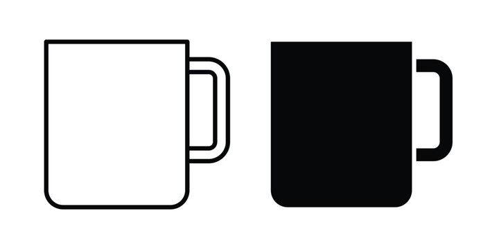 Mug icon clipart and line art versions on white background