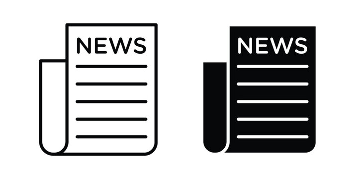 News icon clipart and line art versions on white background