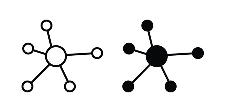 Particle icon clipart and line art versions on white background