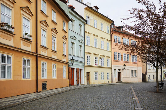 Charming street view of historic Prague cityscape