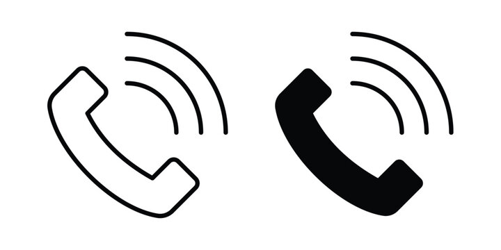 Phone call icon clipart and line art versions on white background