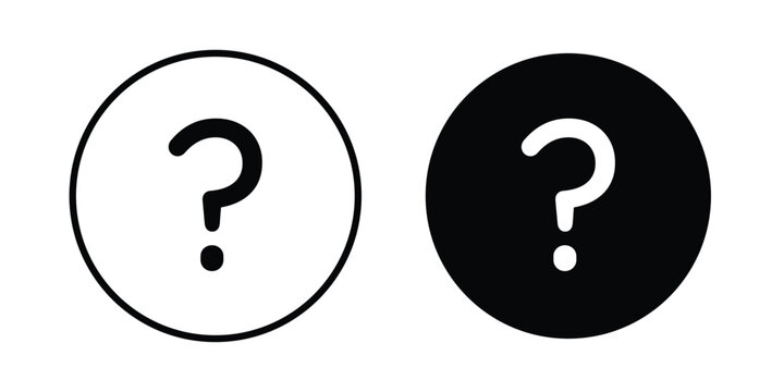 Question icon clipart and line art versions on white background