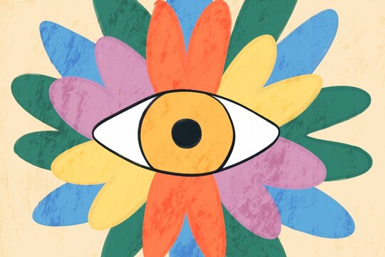 Abstract floral design featuring an eye in center
