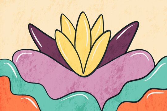 Abstract floral composition with colorful shapes