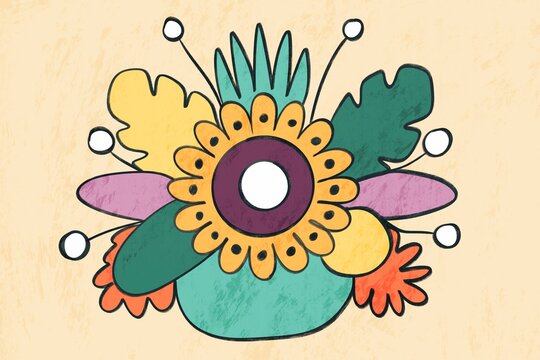Abstract floral design with colorful shapes