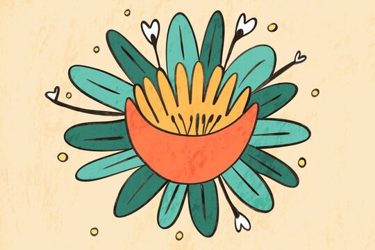 Abstract floral design with vibrant geometric shapes