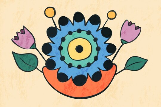 Abstract floral art with vibrant geometric shapes