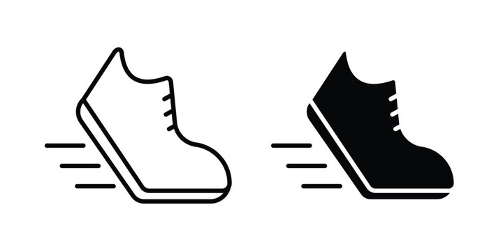Running shoes icon clipart and line art versions on white background