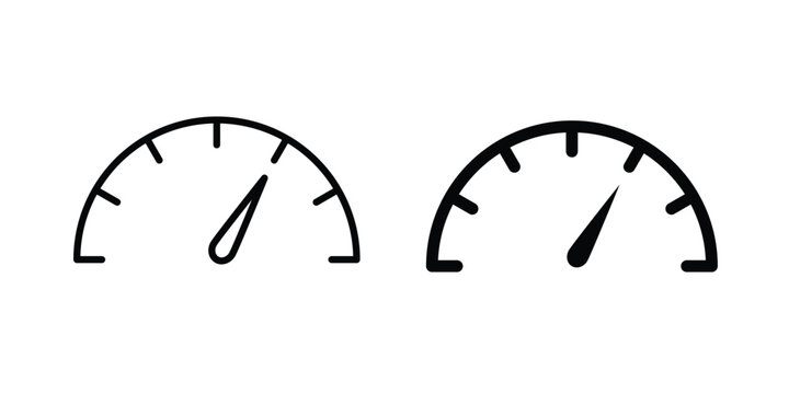 Speedometer icon clipart and line art versions on white background