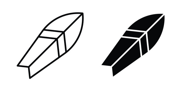 Surf board icon clipart and line art versions on white background