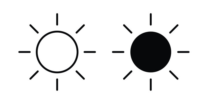 Sun icon clipart and line art versions on white background