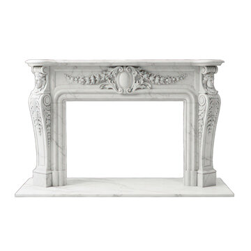 Elegant marble fireplace with ornate carvings
