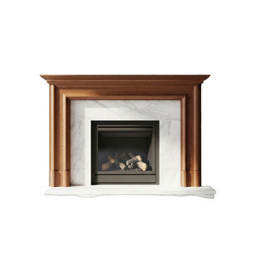 Elegant wooden fireplace with marble surround