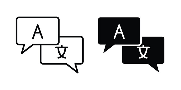 Translate icon clipart and line art versions on white background