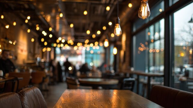 Blur coffee shop background. Interior of a cafe is shown with a blurred effect.