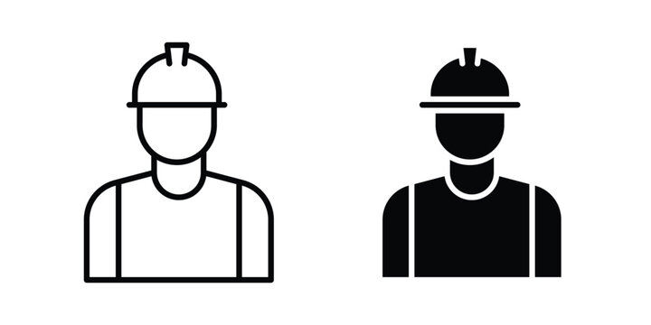 Worker icon clipart and line art versions on white background
