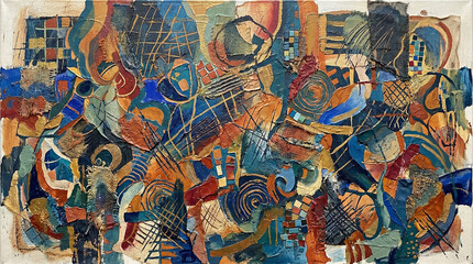 Fototapeta premium An abstract image featuring a rich, textured surface with diverse patterns and shades, creating visual interest.