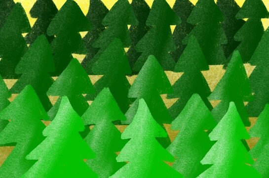Vibrant green tree pattern under summer sun