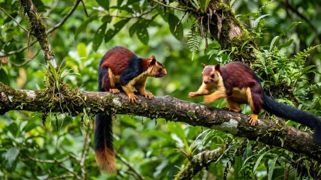 two Indian giant squirrel at the forest video