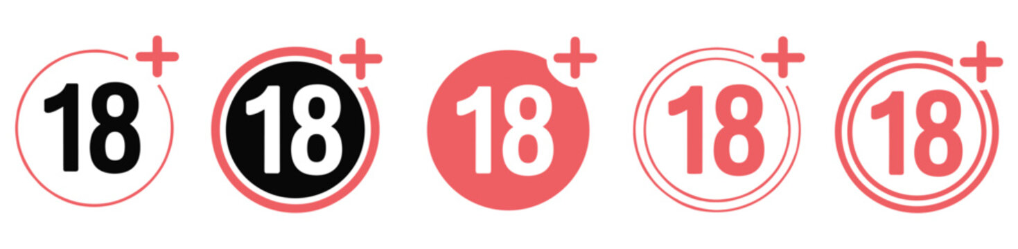 Age Restriction Badges: Illustrative age restriction sign for the content limitations and age verification. content limitation, age limitation, age verify, access control, restricted access.