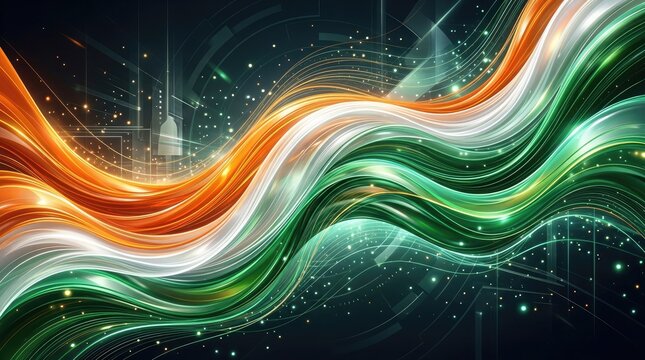 Vibrant independence day india celebration tricolor indian flag waving with pride