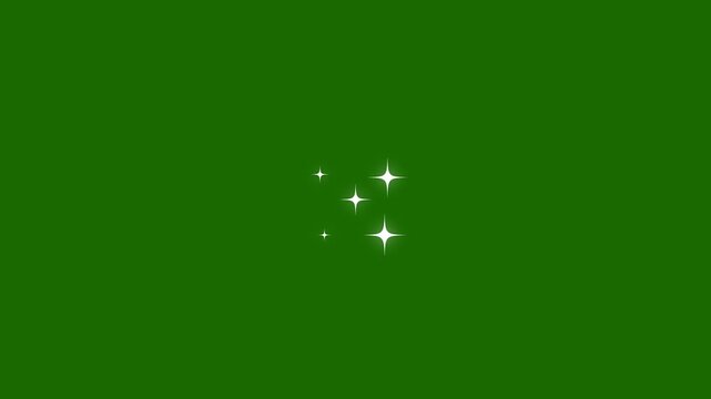 shiny glowing stars, fairy twinkle stars on green screen, Glitter sparkle animated green screen star animation, blinking light effect on transparent background 4k video