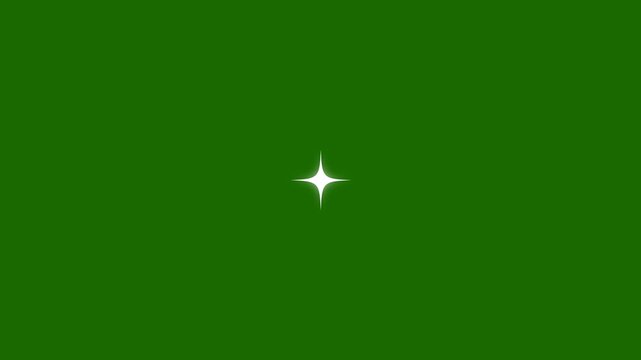 Star twinkling light animation loop, sparkling white glowing particles with flashes, retro vector style stars on green screen, 4K shining overlay effect video