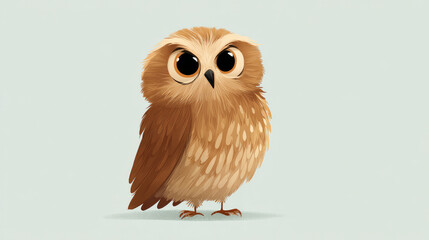 Obraz premium Cute Brown Owl Bird Cartoon Vector Illustration Isolated on White Background