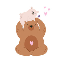 Naklejka premium Illustration of a mother bear and her cub