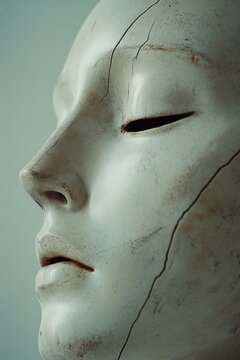 Close-up of a statue depicting a human face
