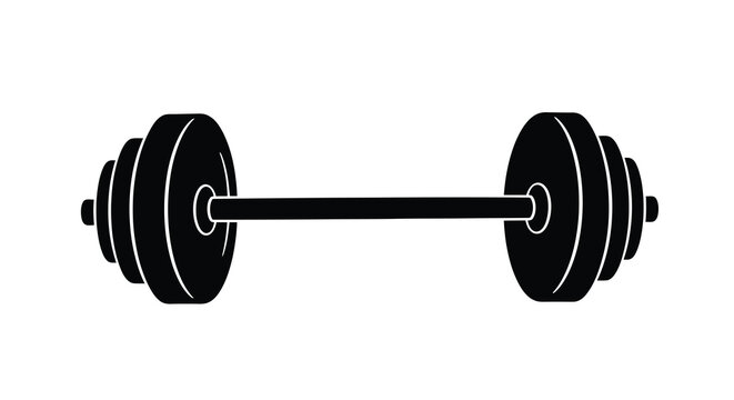 Barbell with weight plates silhouette high quality professional
