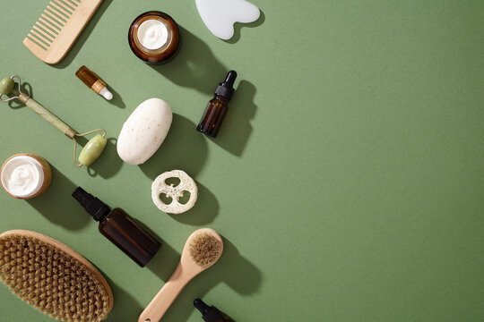 Eco-friendly zero waste skincare products arrangement
